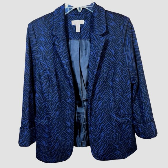 Kim Rogers Zebra Print Blazer Jacket Size 8 Career Chic Quiet Luxury Statement - Picture 1 of 5